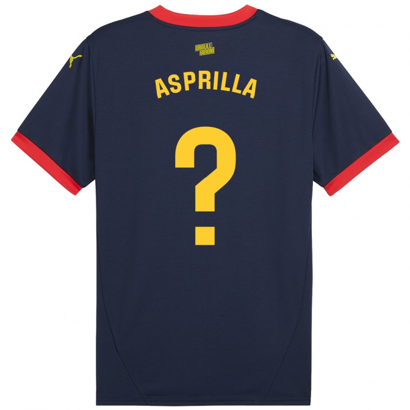 Kandiny Niño Camiseta Yáser Asprilla #0 Azul Marino Rojo 2ª Equipación 2024/25 La Camisa