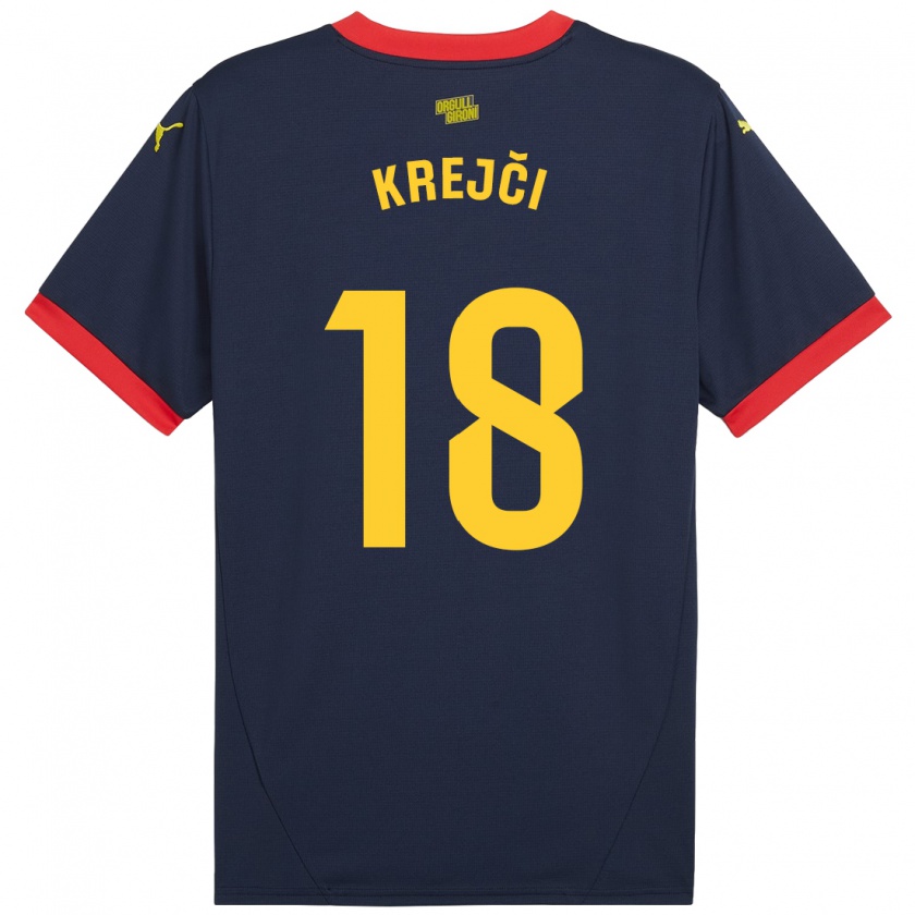 Kandiny Niño Camiseta Ladislav Krejci #18 Azul Marino Rojo 2ª Equipación 2024/25 La Camisa