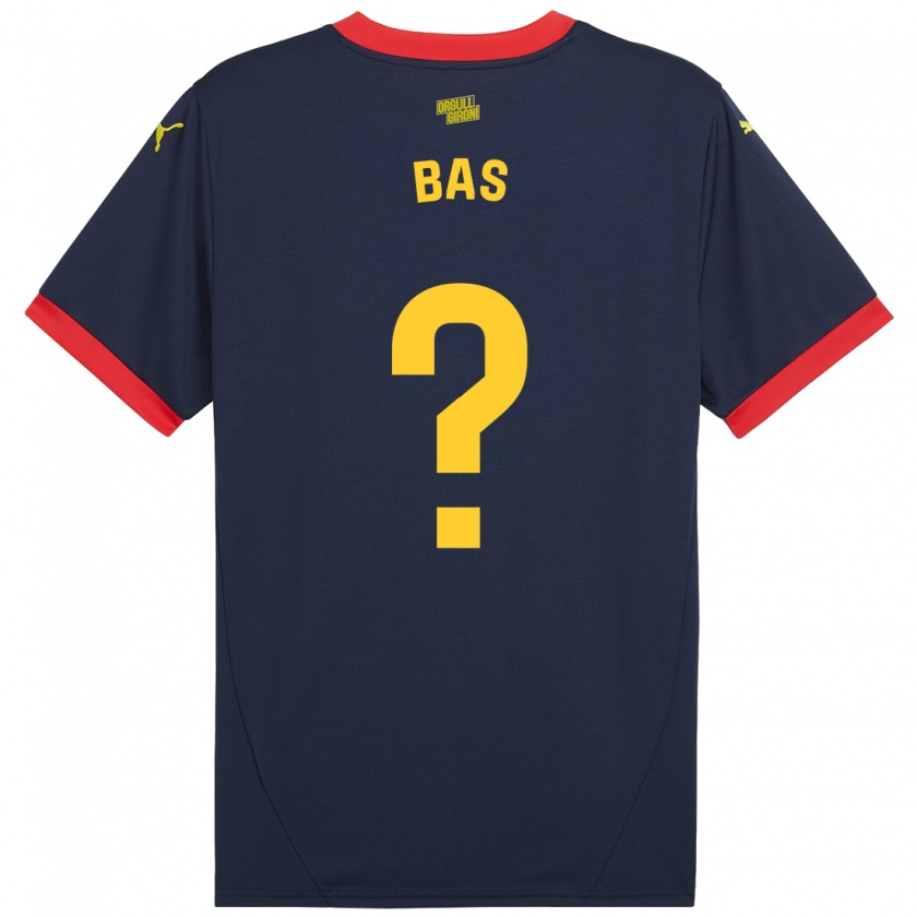 Kandiny Bambino Maglia Jordi Bas #0 Rosso Navy Kit Gara Away 2024/25 Maglietta