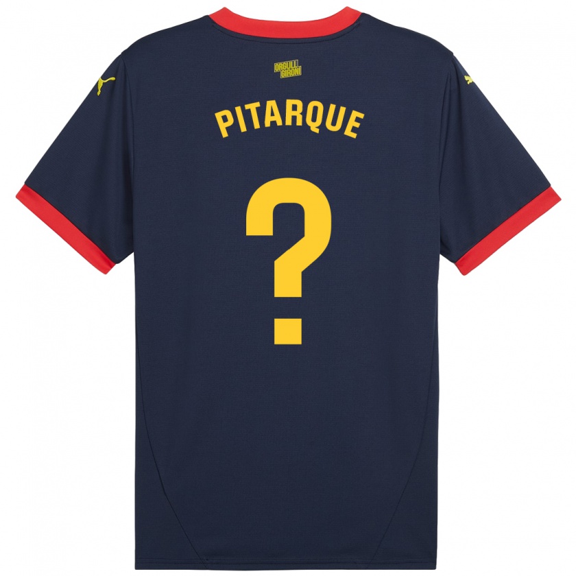 Kandiny Bambino Maglia Víctor Pitarque #0 Rosso Navy Kit Gara Away 2024/25 Maglietta