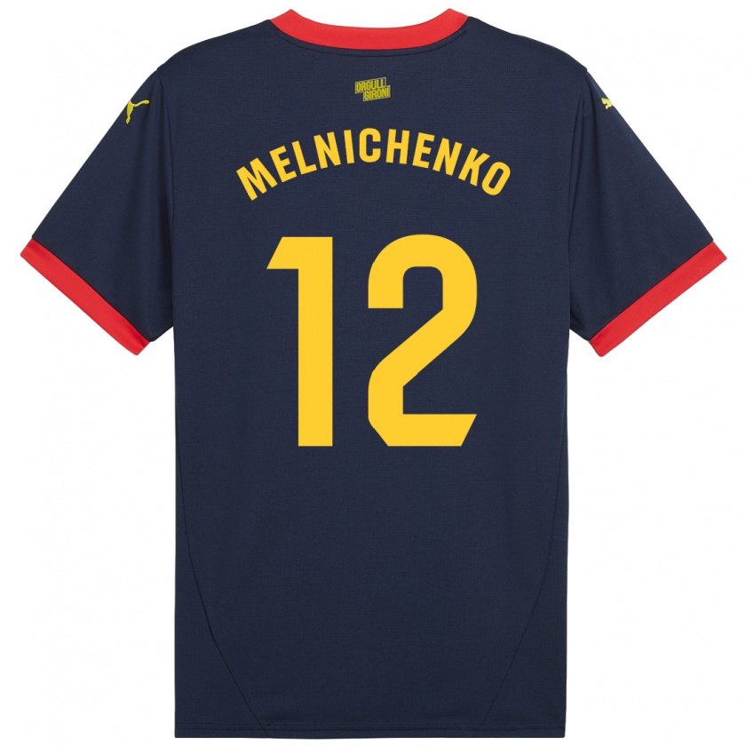 Kandiny Bambino Maglia Dmytro Melnichenko #12 Rosso Navy Kit Gara Away 2024/25 Maglietta