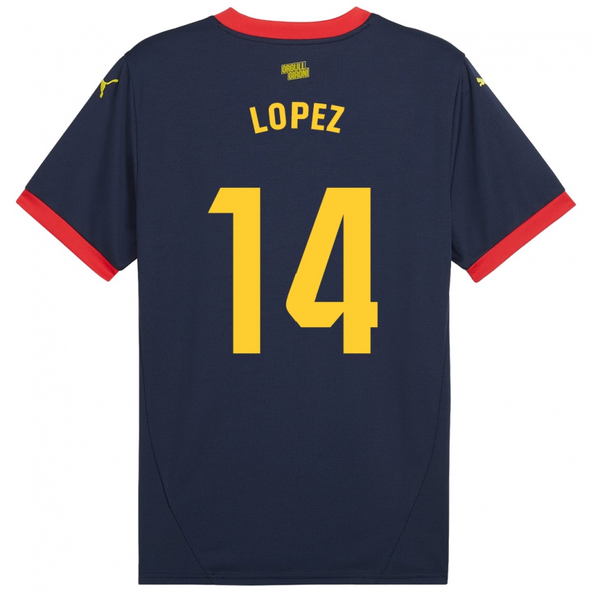 Kandiny Bambino Maglia Judith López #14 Rosso Navy Kit Gara Away 2024/25 Maglietta