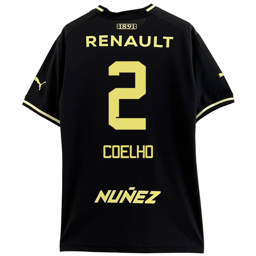 Kandiny Niño Camiseta Léo Coelho #2 Negro Amarillo 2ª Equipación 2024/25 La Camisa México