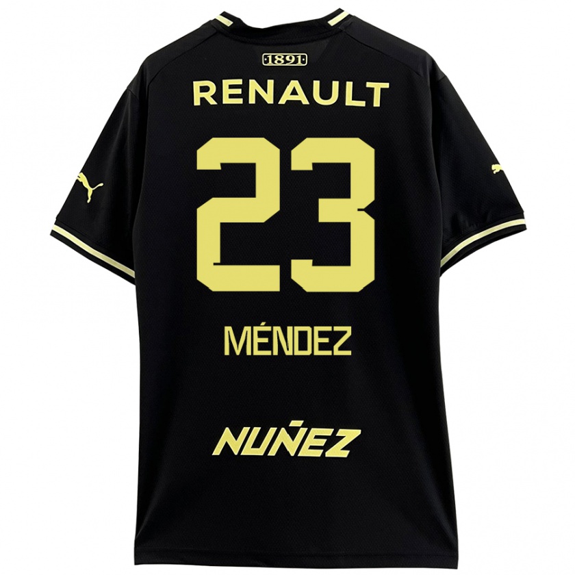 Kandiny Niño Camiseta Javier Méndez #23 Negro Amarillo 2ª Equipación 2024/25 La Camisa