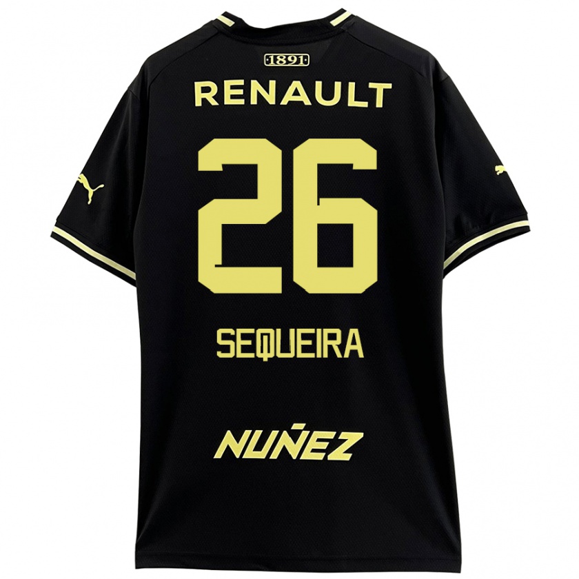 Kandiny Niño Camiseta Leonardo Sequeira #26 Negro Amarillo 2ª Equipación 2024/25 La Camisa México