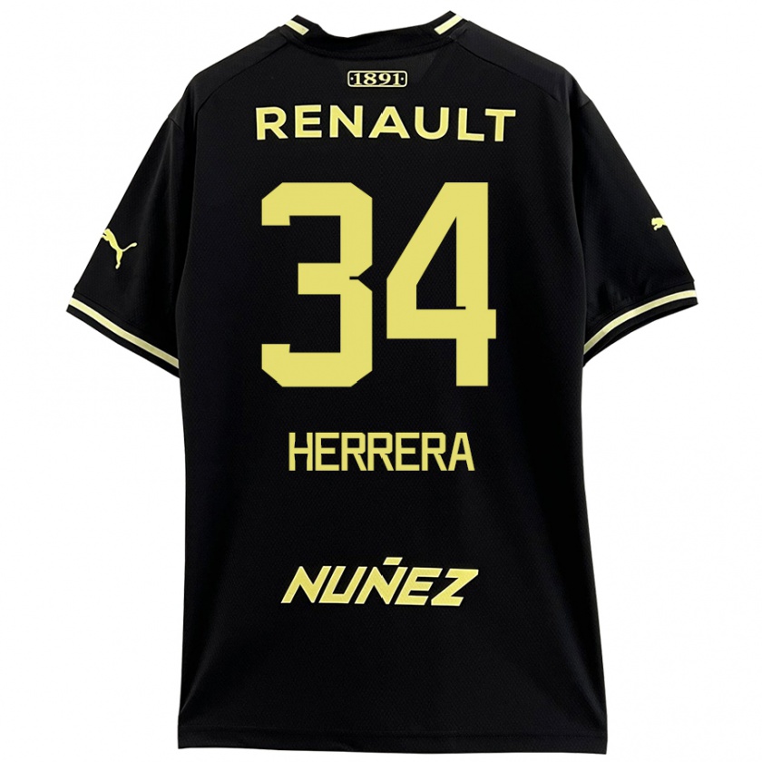 Kandiny Kinderen Nahuel Herrera #34 Zwart Geel Uitshirt Uittenue 2024/25 T-Shirt