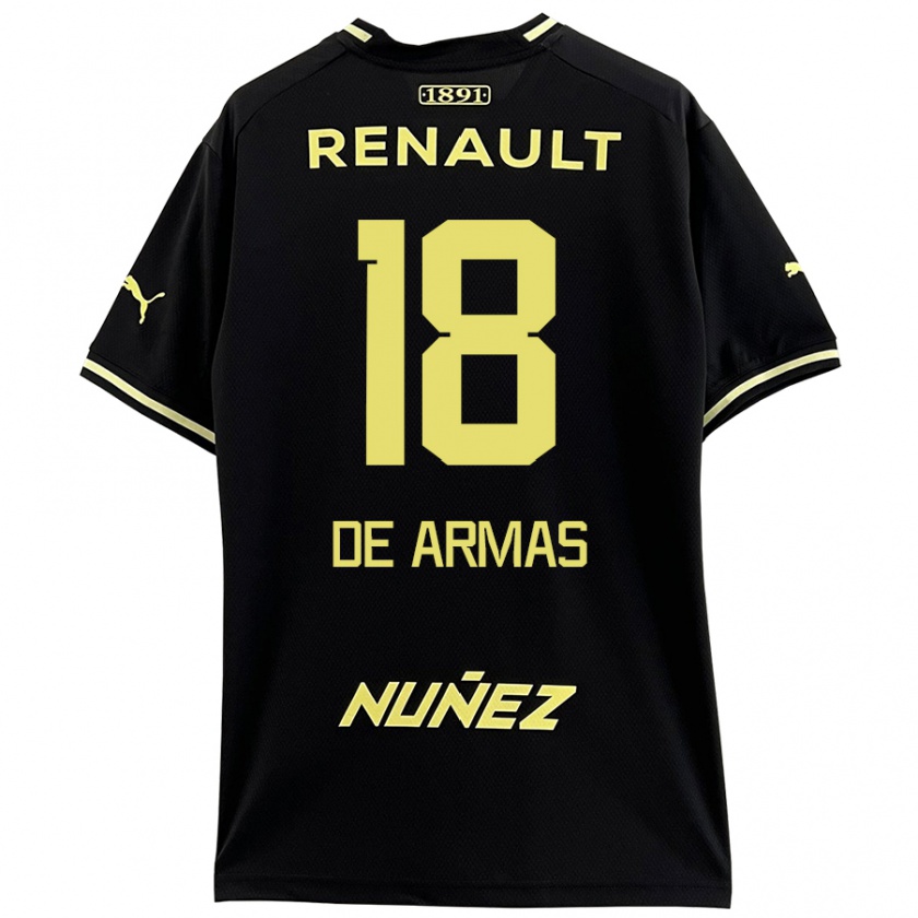 Kandiny Niño Camiseta Nahuel De Armas #18 Negro Amarillo 2ª Equipación 2024/25 La Camisa México