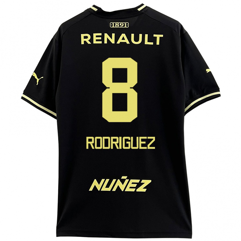 Kandiny Niño Camiseta Sebastián Rodríguez #8 Negro Amarillo 2ª Equipación 2024/25 La Camisa México