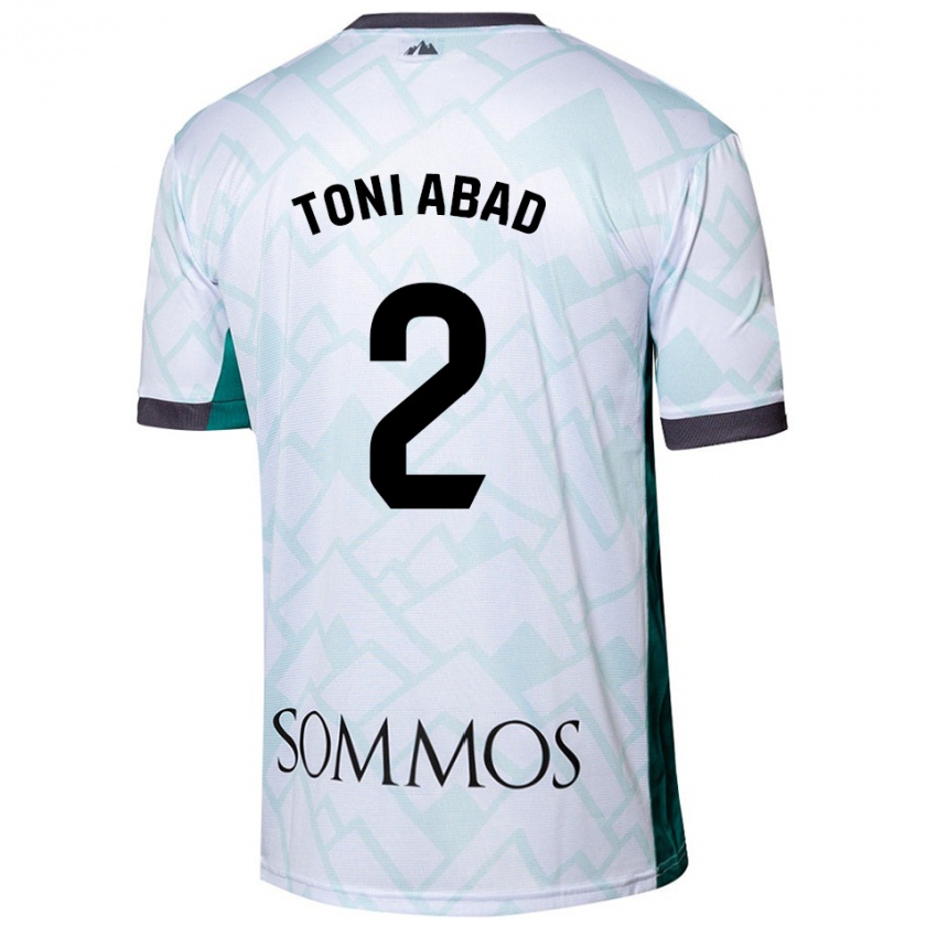 Kandiny Niño Camiseta Toni Abad #2 Blanco Verde 2ª Equipación 2024/25 La Camisa