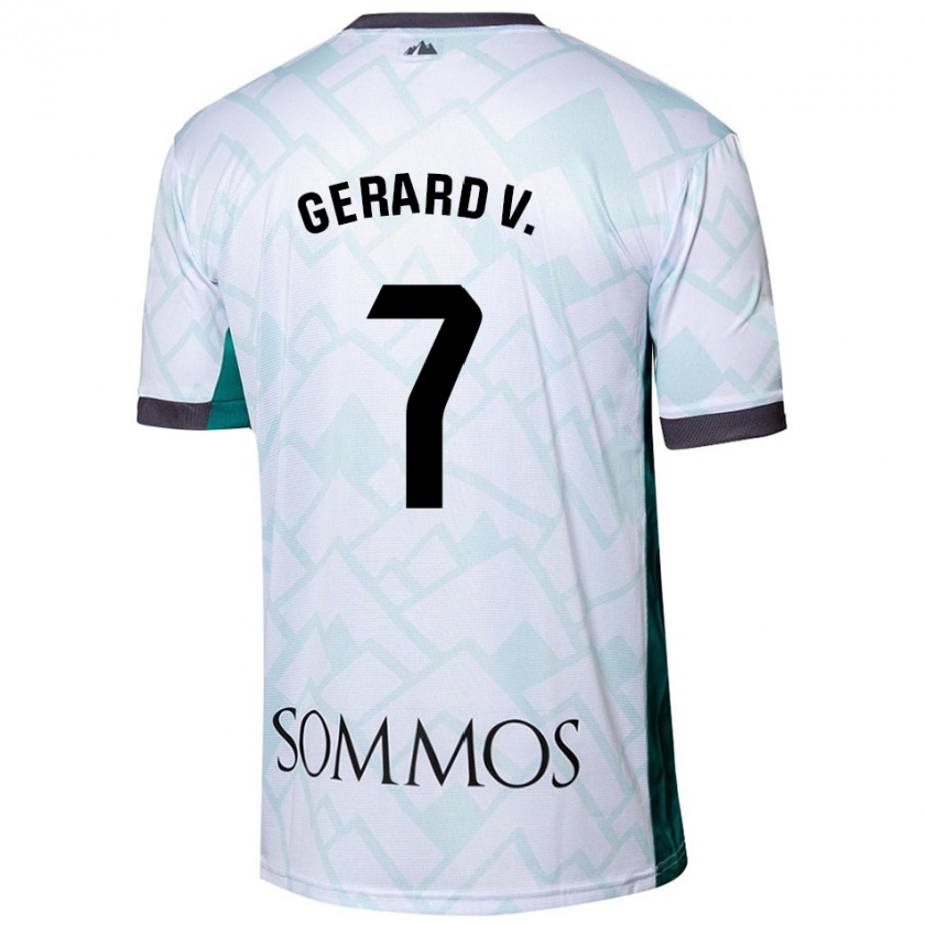 Kandiny Bambino Maglia Gerard Valentín #7 Bianco Verde Kit Gara Away 2024/25 Maglietta