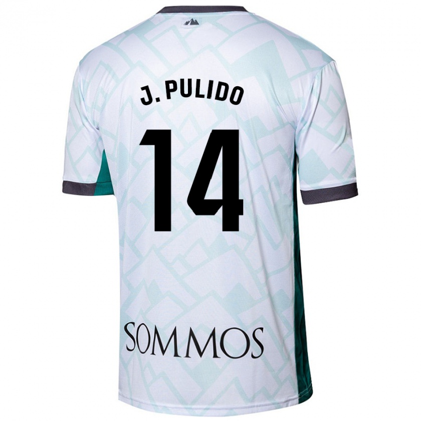 Kandiny Niño Camiseta Jorge Pulido #14 Blanco Verde 2ª Equipación 2024/25 La Camisa