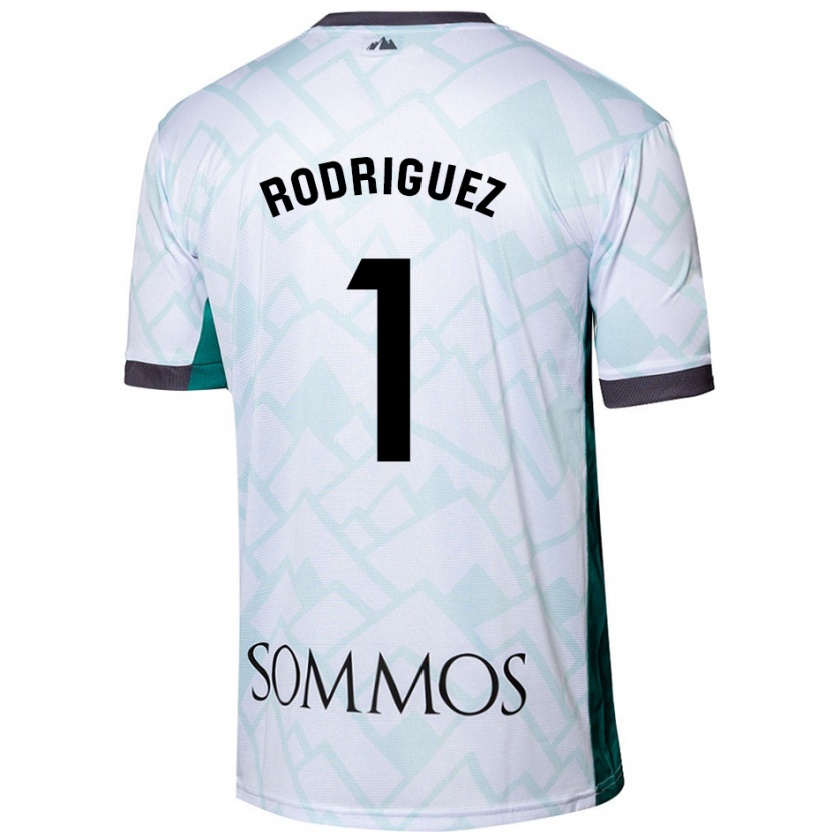 Kandiny Niño Camiseta Nuria Rodríguez #1 Blanco Verde 2ª Equipación 2024/25 La Camisa