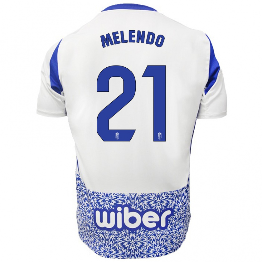 Kandiny Niño Camiseta Óscar Melendo #21 Blanco Azul 2ª Equipación 2024/25 La Camisa México