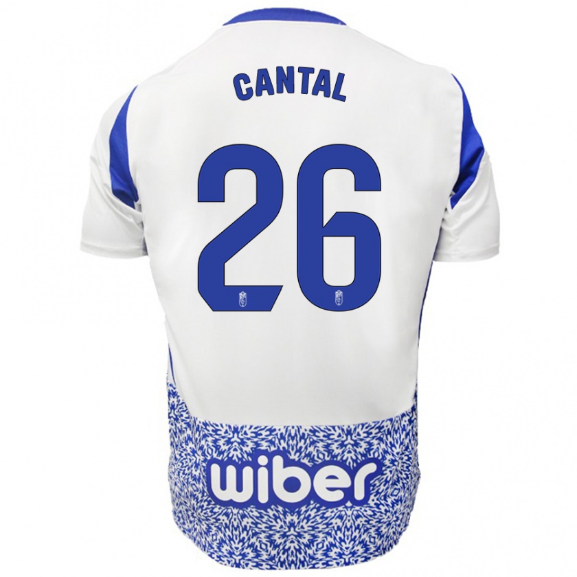 Kandiny Niño Camiseta Paco Cantal #26 Blanco Azul 2ª Equipación 2024/25 La Camisa