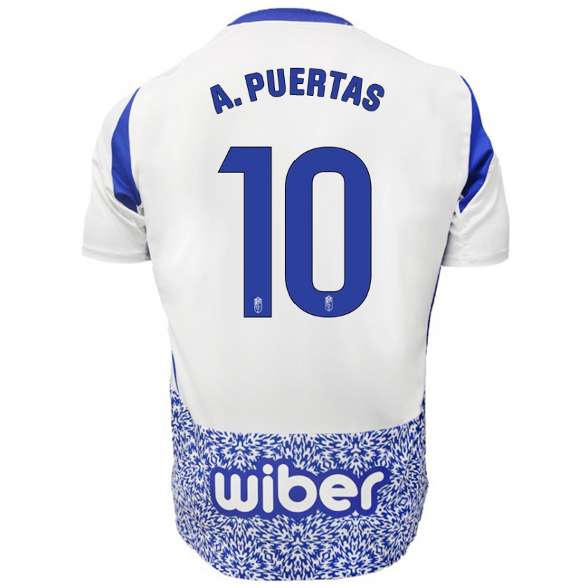 Kandiny Bambino Maglia Antonio Puertas #10 Bianco Blu Kit Gara Away 2024/25 Maglietta