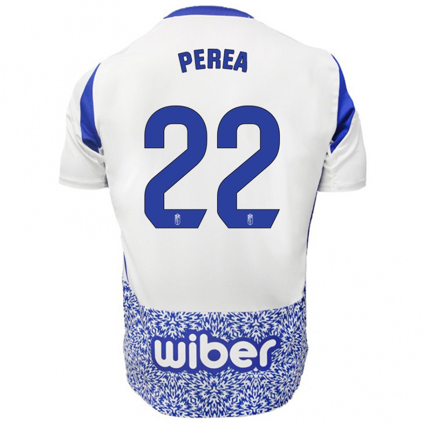 Kandiny Kinderen Alberto Perea #22 Wit Blauw Uitshirt Uittenue 2024/25 T-Shirt