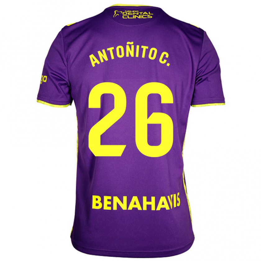 Kandiny Bambino Maglia Antonio Cordero #26 Viola Giallo Kit Gara Away 2024/25 Maglietta