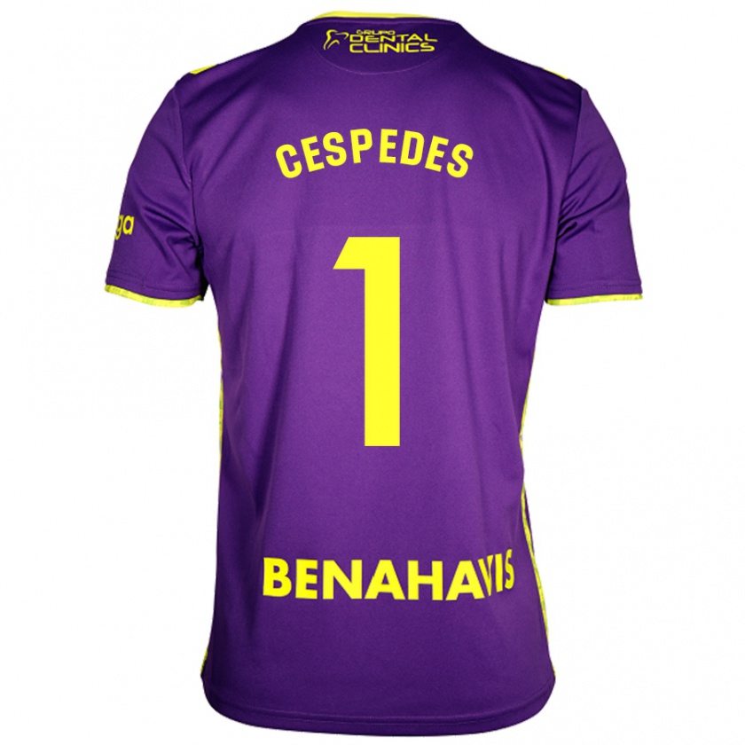 Kandiny Kinderen Andrés Céspedes #1 Paars Geel Uitshirt Uittenue 2024/25 T-Shirt