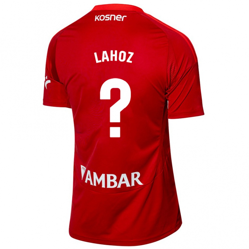 Kandiny Bambino Maglia Álvaro Lahoz #0 Bianco Blu Kit Gara Away 2024/25 Maglietta