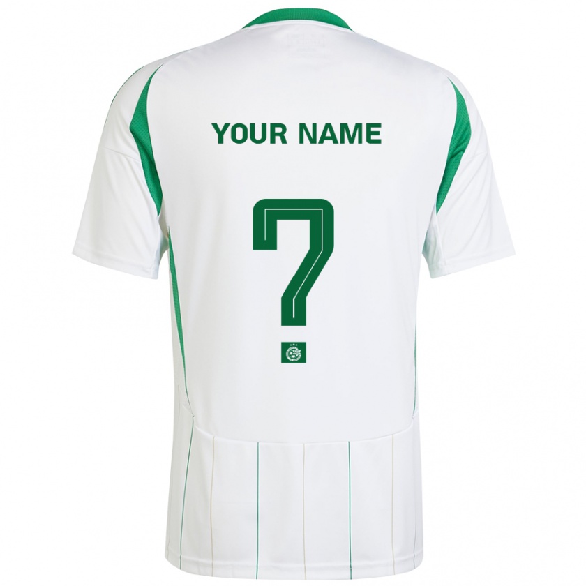 Kandiny Bambino Maglia Il Tuo Nome #0 Bianco Verde Kit Gara Away 2024/25 Maglietta