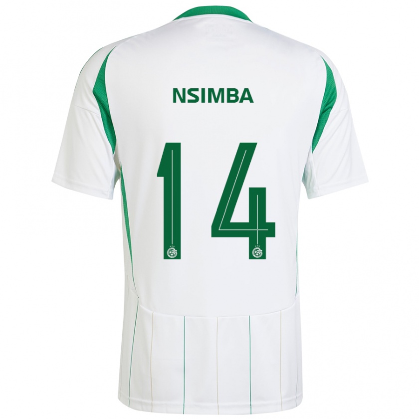 Kandiny Bambino Maglia Vital Nsimba #14 Bianco Verde Kit Gara Away 2024/25 Maglietta