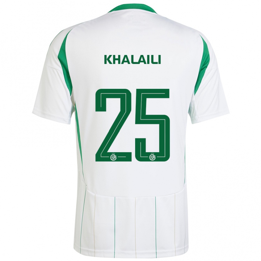 Kandiny Bambino Maglia Anan Khalaili #25 Bianco Verde Kit Gara Away 2024/25 Maglietta