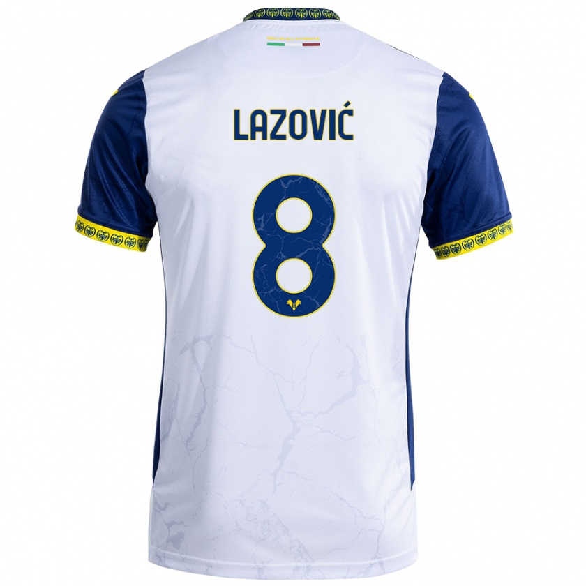 Kandiny Niño Camiseta Darko Lazović #8 Blanco Azul 2ª Equipación 2024/25 La Camisa México