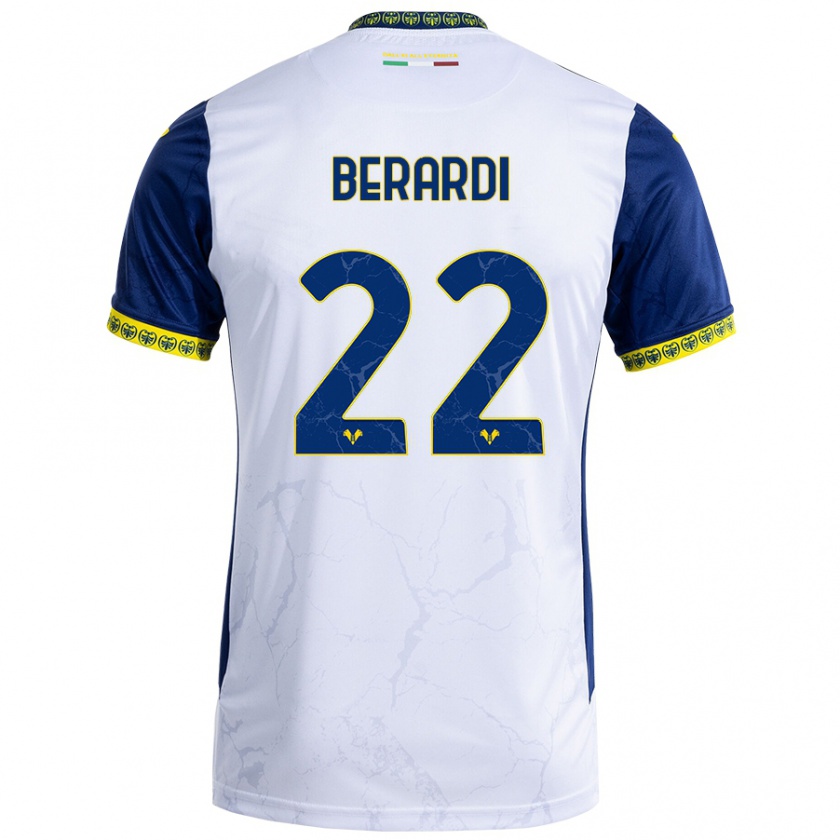 Kandiny Kinderen Alessandro Berardi #22 Witblauw Uitshirt Uittenue 2024/25 T-Shirt