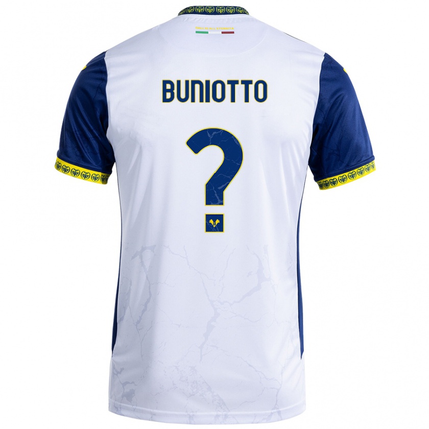 Kandiny Niño Camiseta Mattia Buniotto #0 Blanco Azul 2ª Equipación 2024/25 La Camisa México