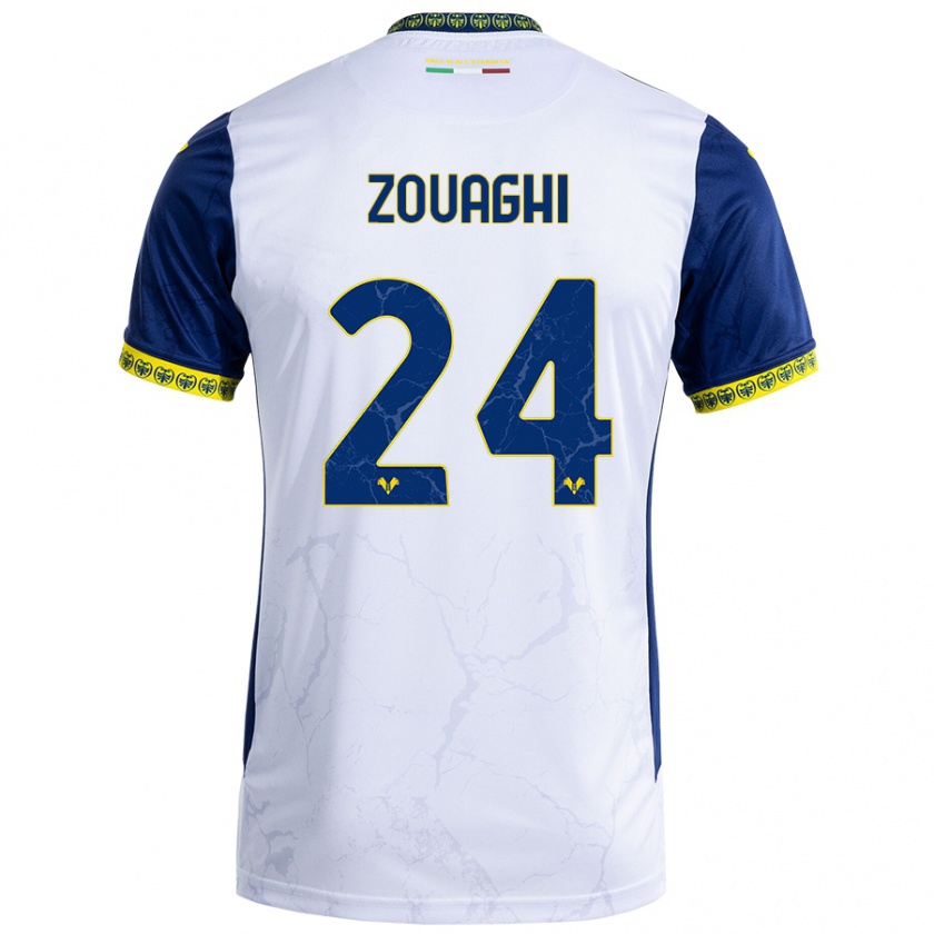 Kandiny Kinderen Thomas Zouaghi #24 Witblauw Uitshirt Uittenue 2024/25 T-Shirt