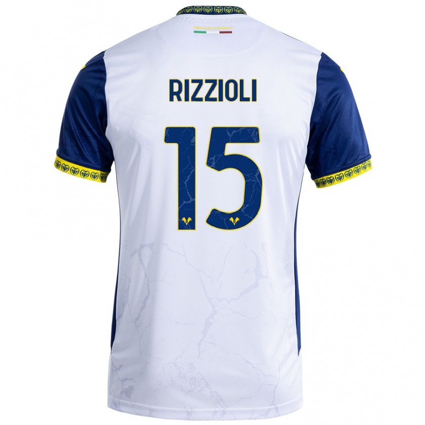 Kandiny Niño Camiseta Gaia Rizzioli #15 Blanco Azul 2ª Equipación 2024/25 La Camisa México