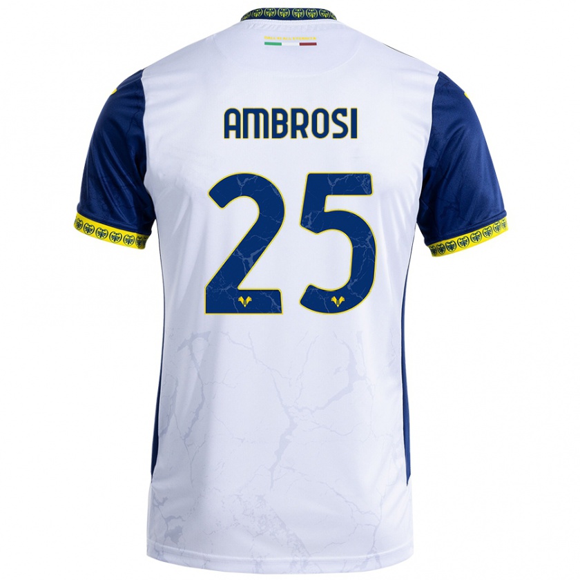 Kandiny Niño Camiseta Caterina Ambrosi #25 Blanco Azul 2ª Equipación 2024/25 La Camisa México