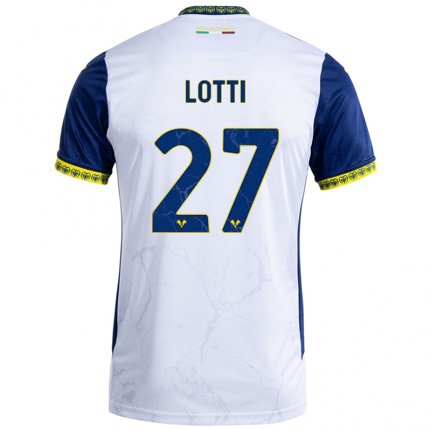 Kandiny Niño Camiseta Irene Lotti #27 Blanco Azul 2ª Equipación 2024/25 La Camisa México