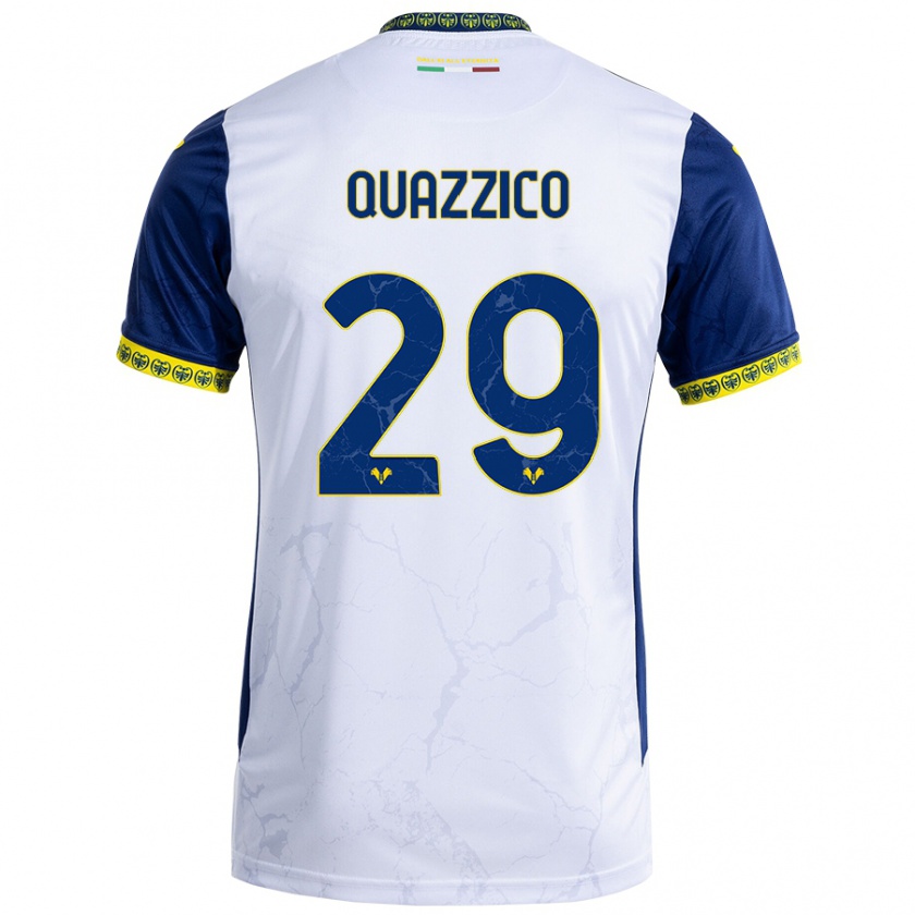 Kandiny Niño Camiseta Francesca Quazzico #29 Blanco Azul 2ª Equipación 2024/25 La Camisa México