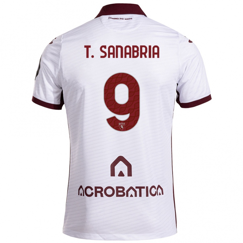 Kandiny Bambino Maglia Antonio Sanabria #9 Bianco Marrone Kit Gara Away 2024/25 Maglietta