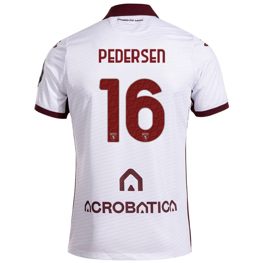 Kandiny Bambino Maglia Marcus Pedersen #16 Bianco Marrone Kit Gara Away 2024/25 Maglietta