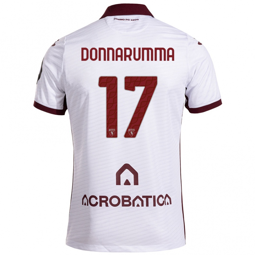 Kandiny Kinderen Antonio Donnarumma #17 Wit Kastanjebruin Uitshirt Uittenue 2024/25 T-Shirt