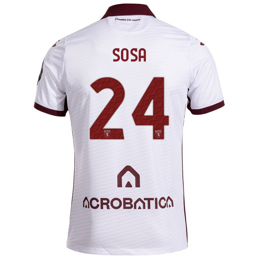 Kandiny Kinderen Borna Sosa #24 Wit Kastanjebruin Uitshirt Uittenue 2024/25 T-Shirt