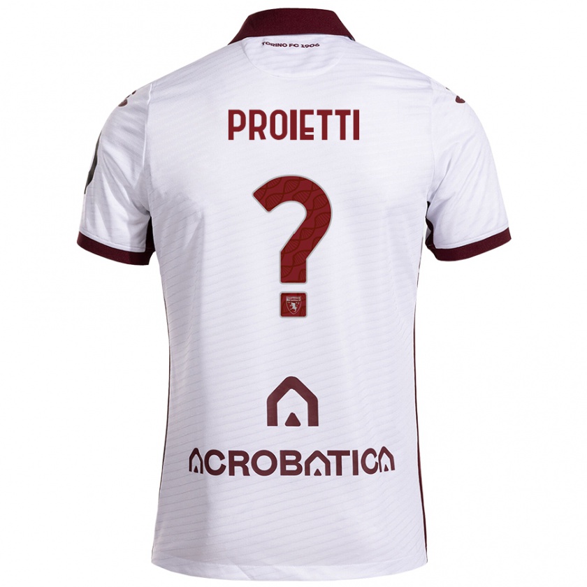 Kandiny Bambino Maglia Riccardo Proietti #0 Bianco Marrone Kit Gara Away 2024/25 Maglietta