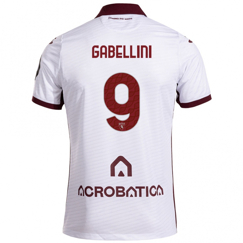 Kandiny Niño Camiseta Tommaso Gabellini #9 Blanco Granate 2ª Equipación 2024/25 La Camisa