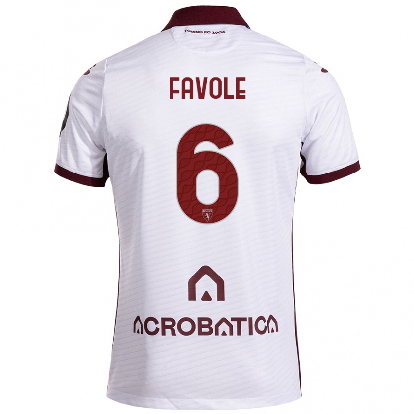 Kandiny Niño Camiseta Stefania Favole #6 Blanco Granate 2ª Equipación 2024/25 La Camisa