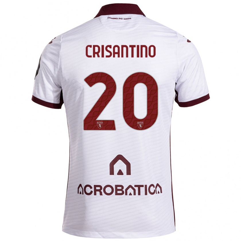 Kandiny Bambino Maglia Giulia Crisantino #20 Bianco Marrone Kit Gara Away 2024/25 Maglietta