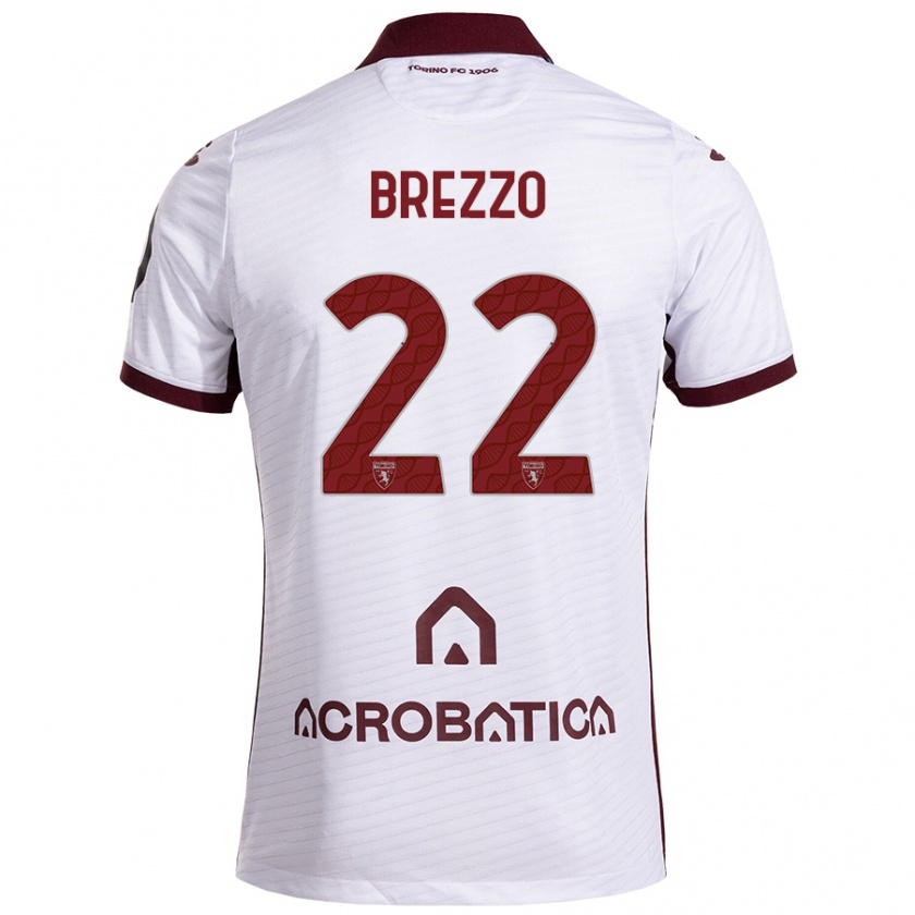 Kandiny Bambino Maglia Matteo Brezzo #22 Bianco Marrone Kit Gara Away 2024/25 Maglietta