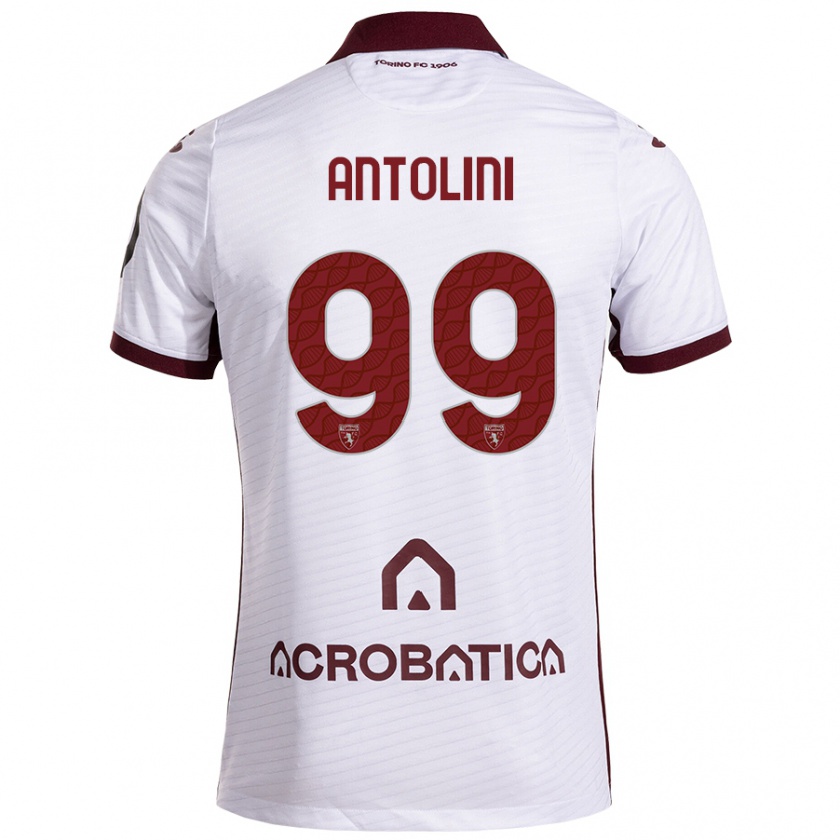 Kandiny Kinder Jacopo Antolini #99 Weiß Kastanienbraun Auswärtstrikot Trikot 2024/25 T-Shirt Österreich