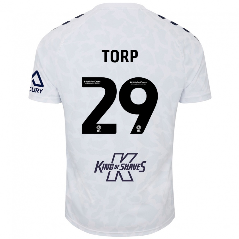 Kandiny Niño Camiseta Victor Torp #29 Blanco 2ª Equipación 2024/25 La Camisa