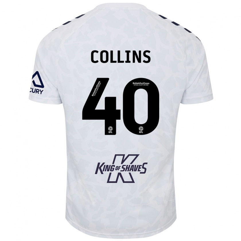 Kandiny Bambino Maglia Brad Collins #40 Bianco Kit Gara Away 2024/25 Maglietta