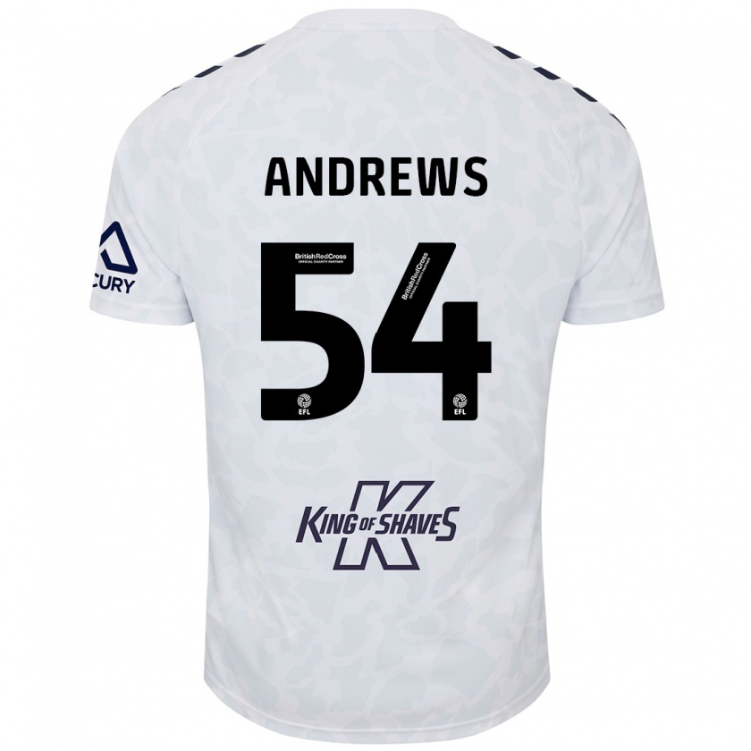 Kandiny Bambino Maglia Kai Andrews #54 Bianco Kit Gara Away 2024/25 Maglietta