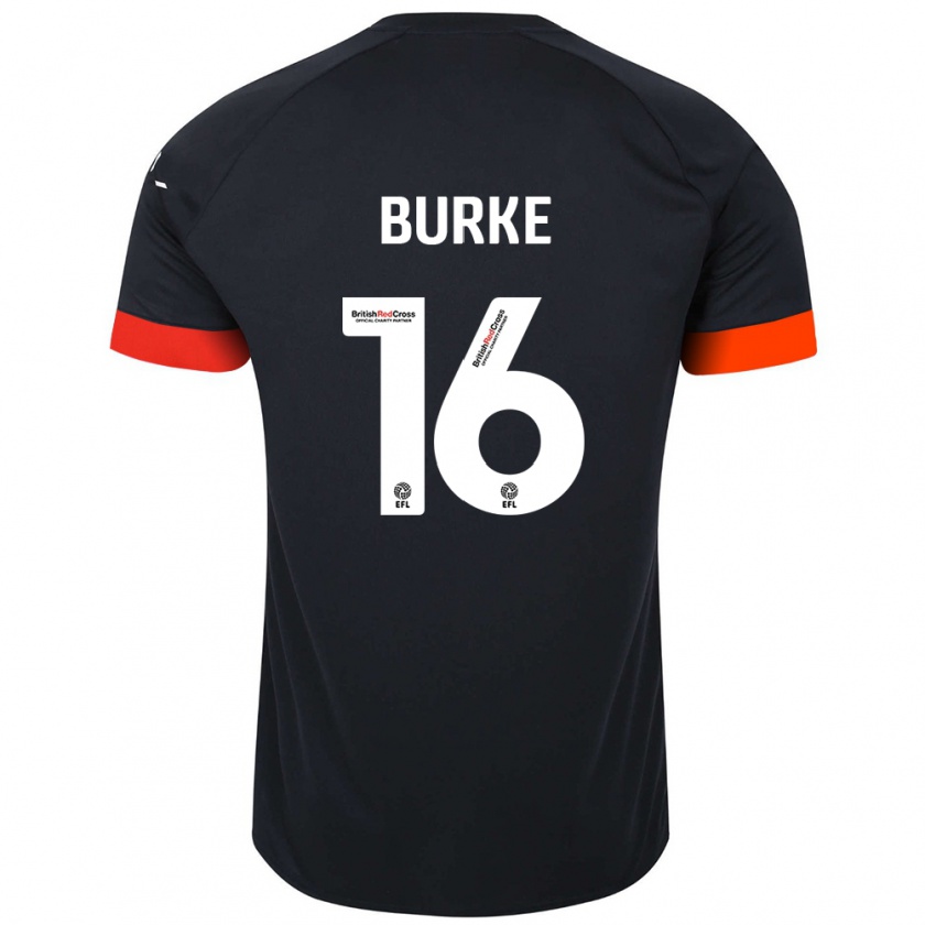 Kandiny Bambino Maglia Reece Burke #16 Nero Arancione Kit Gara Away 2024/25 Maglietta