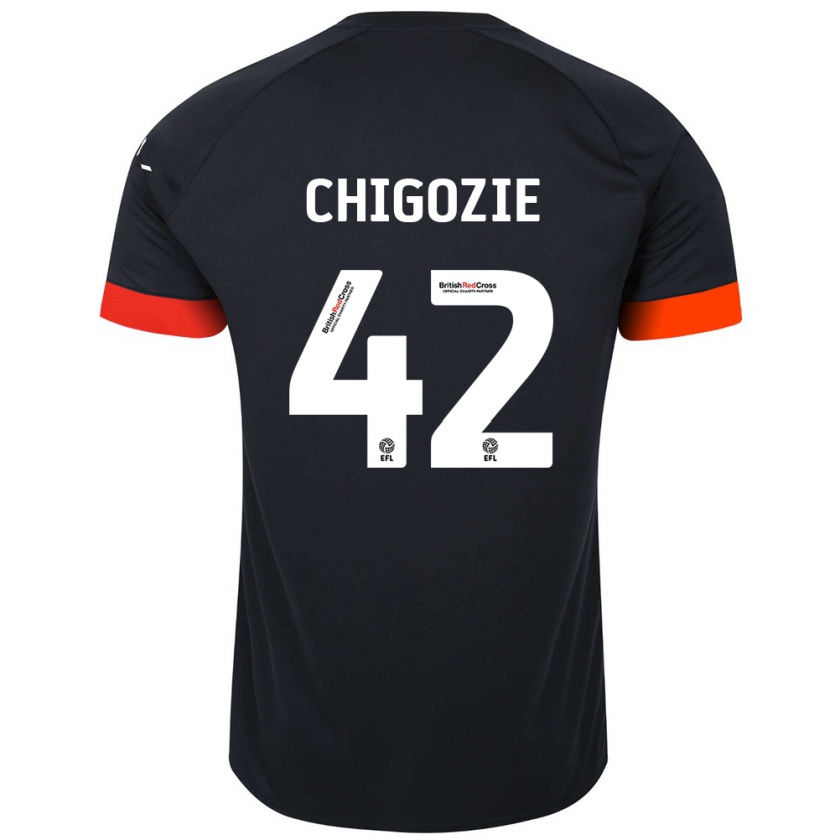 Kandiny Niño Camiseta Christian Chigozie #42 Negro Naranja 2ª Equipación 2024/25 La Camisa México