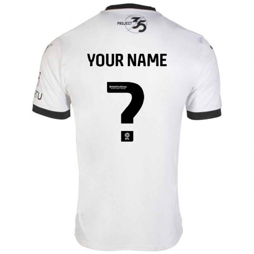 Kandiny Bambino Maglia Il Tuo Nome #0 Bianco Nero Kit Gara Away 2024/25 Maglietta